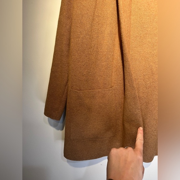 J. Crew Factory NWOT Sweater Blazer Tan X-Small Pockets Long Line Open Front - Picture 9 of 11